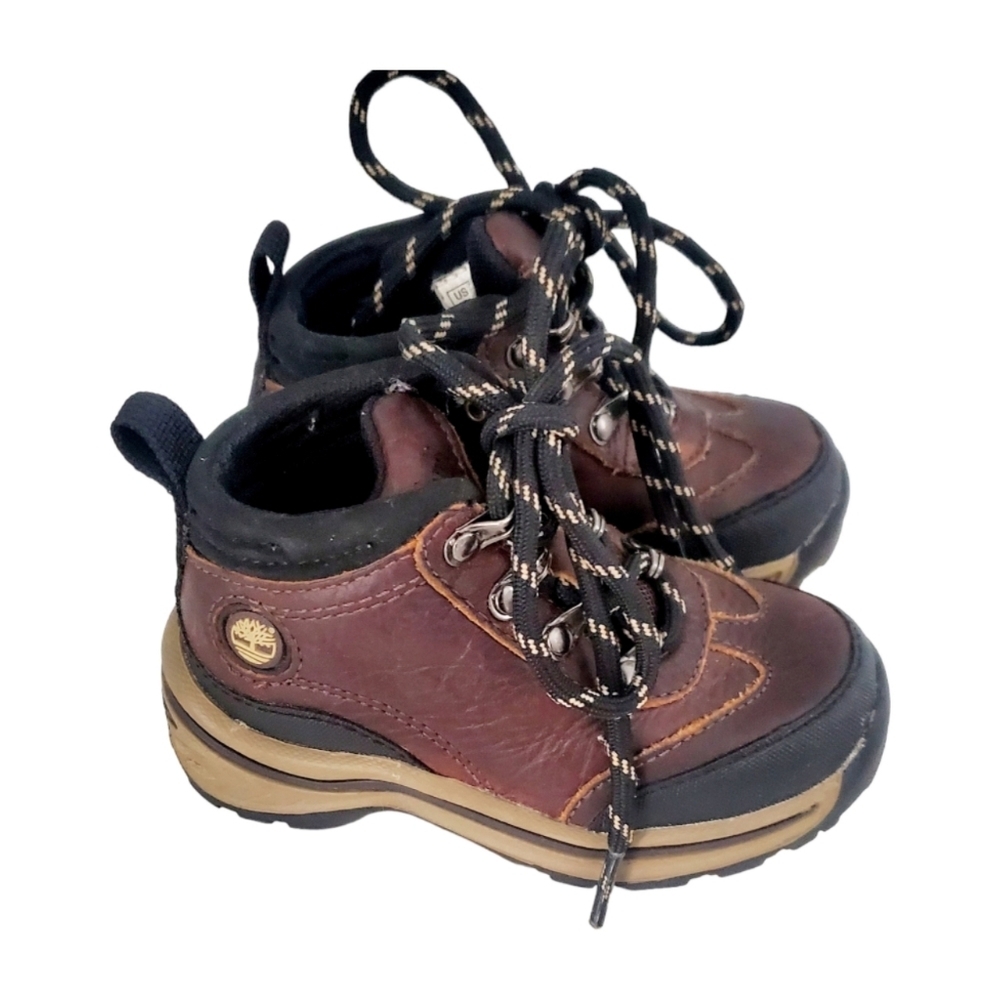 Timberland Brown Leather Toddler Boys Hiking Boots Size 5 - Picture 3 of 6
